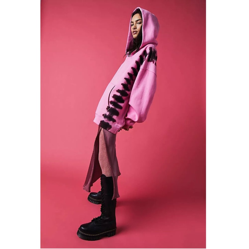 Free People We The Free Washed It's A Vibe Printed Hoodie Oversized - Picture 3 of 12